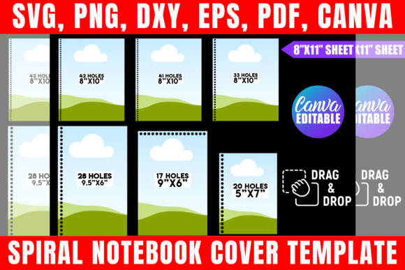 Download Spiral Notebook Cover Template Bundle - Spiral Collection