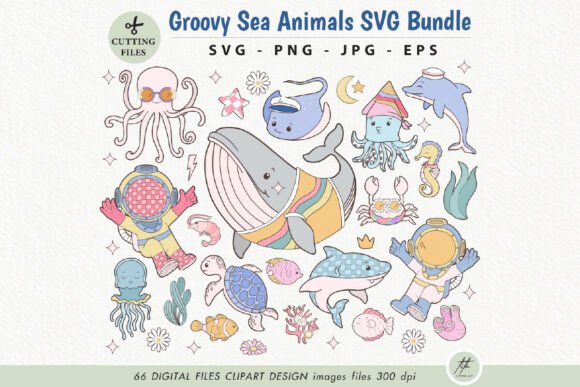 Download Groovy Sea Animals SVG Bundle - Sea animals svg Collection