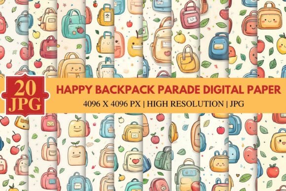 Download Happy Backpack Parade Digital Paper - Backpack Collection