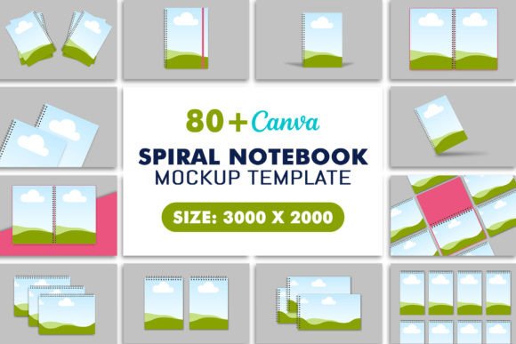 Download Spiral Notebook Canva Mockup Templates - Spiral Collection